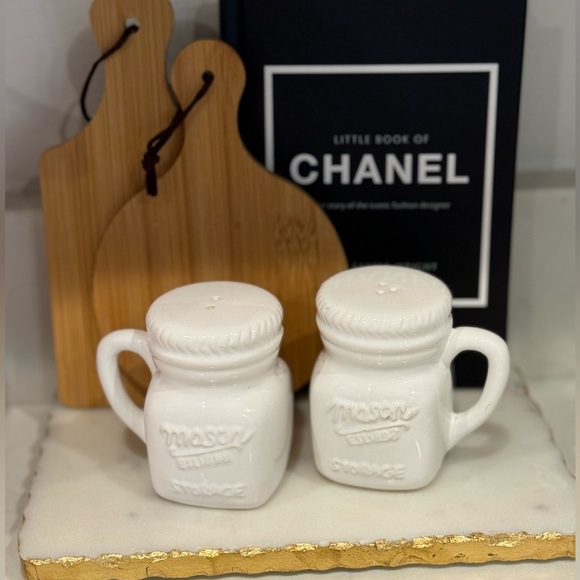 Other - White Vintage Style Mason Jar Salt & Pepper Shakers